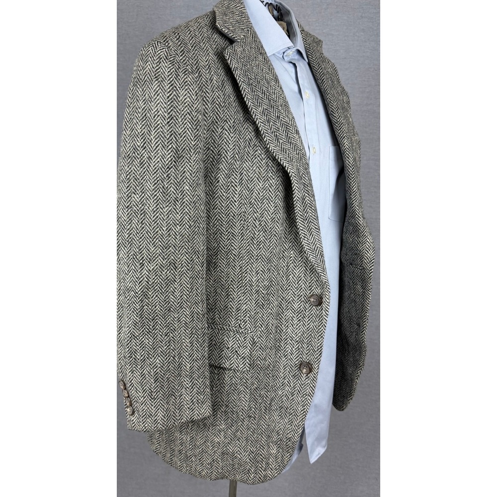Polo Ralph Lauren Mens Grey Herringbone Tweed Wool Blazer Jacket Size 38